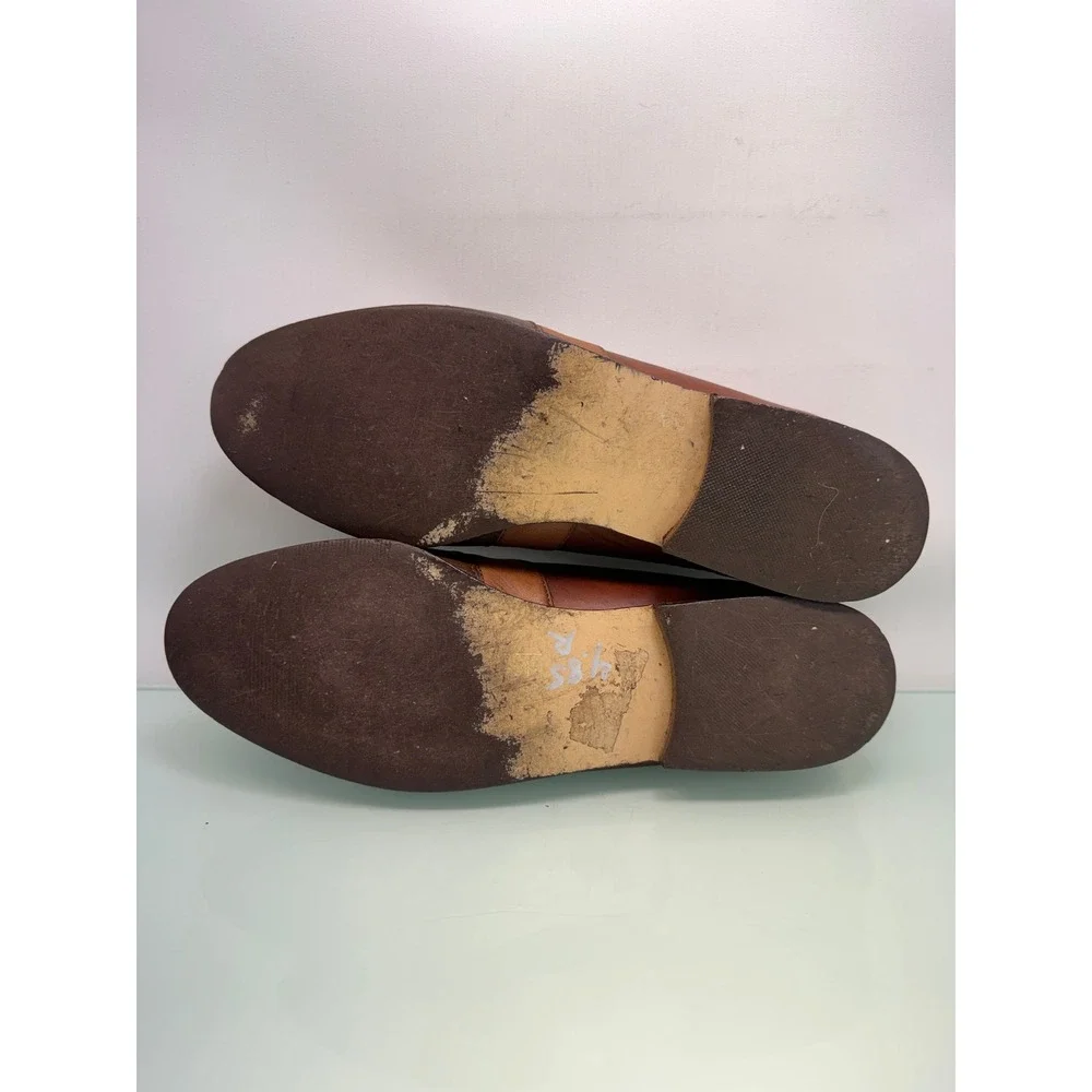 Vintage Colorblock Leather Loafers Women 9.5 Brown Patchwork 90s Retro Eclectic‎